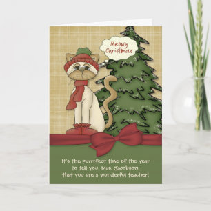 Der Name des anpassbaren Lehrers Meowy Christmas K Feiertagskarte