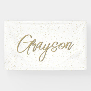 Der Name des Geburtstags-Goldene Glitzer des Kinde Banner
