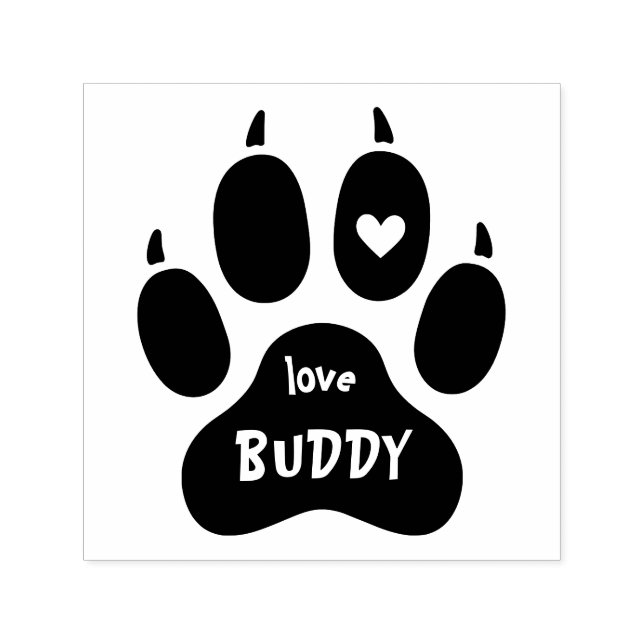 Der Name des Hundes Funny Pet Print Heart & Signat Permastempel (Design)