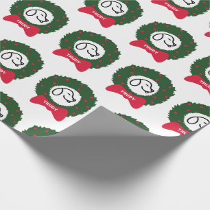 Der Name des WeihnachtsKranz-Welpen vom Hund Geschenkpapier