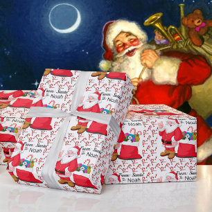 Der Name des Weihnachtsmanns Kind personalisieren Geschenkpapier
