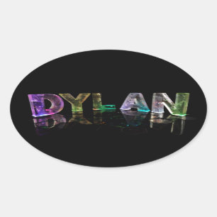 Der Name Dylan in 3D-Leuchten (Foto) Ovaler Aufkleber