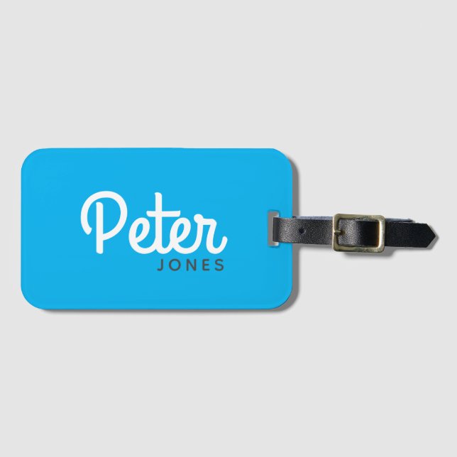 Der Name eines feinen Skripts ist einfach, hell bl Gepäckanhänger (Vorderseite (Horizontal))