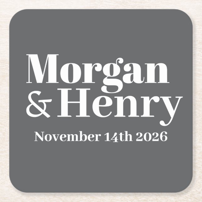 Der Name Einfach Modernes Elegantes Mono Hochzeit Rechteckiger Pappuntersetzer (Vorderseite)