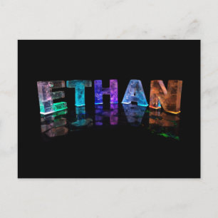 Der Name Ethan in 3D-Leuchten (Foto) Postkarte