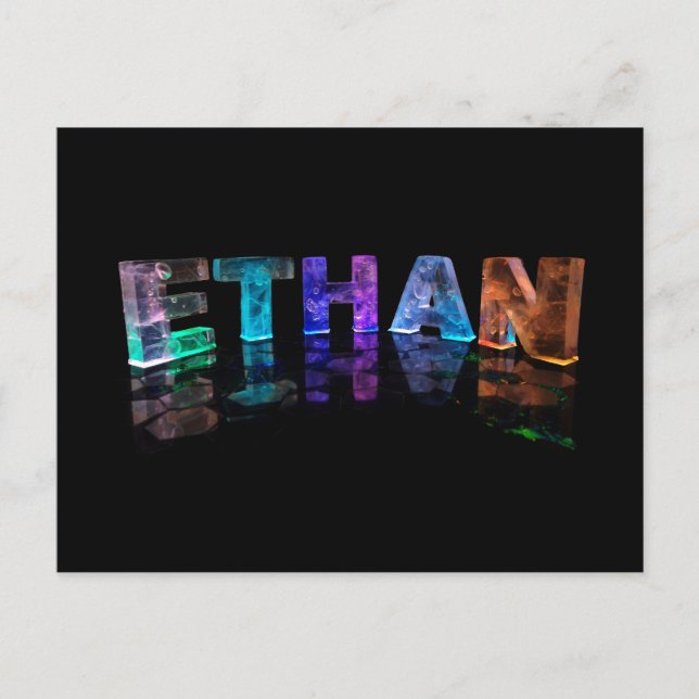 Der Name Ethan in 3D-Leuchten (Foto) Postkarte (Vorderseite)