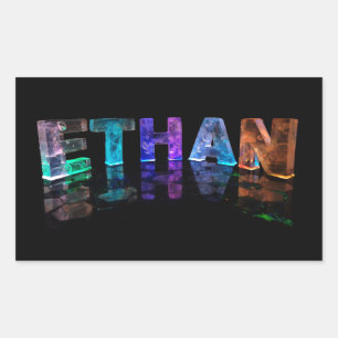 Der Name Ethan in 3D-Leuchten (Foto) Rechteckiger Aufkleber
