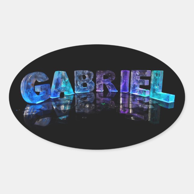 Der Name Gabriel in 3D-Leuchten (Foto) Ovaler Aufkleber (Vorderseite)