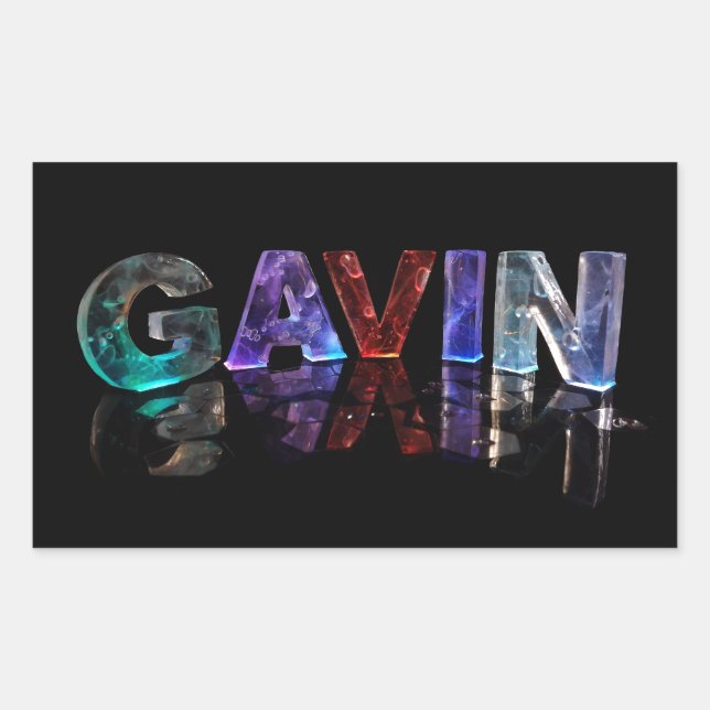 Der Name Gavin in 3D-Leuchten (Foto) Rechteckiger Aufkleber (Vorderseite)