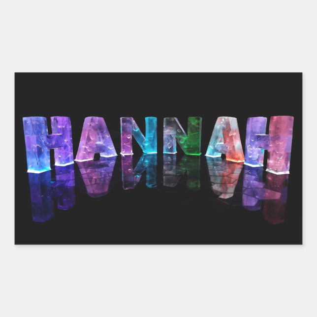Der Name Hannah in 3D-Leuchten (Foto) Rechteckiger Aufkleber (Vorderseite)