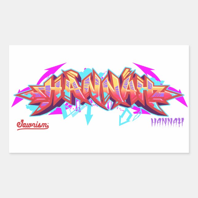 Der Name Hannah in Graffiti-Rectangle Stickers (Vorderseite)
