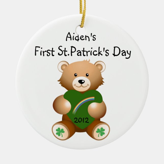 Der Name Ihres Kindes: Erster St.Patrick's Day Orn Keramik Ornament (Vorne)
