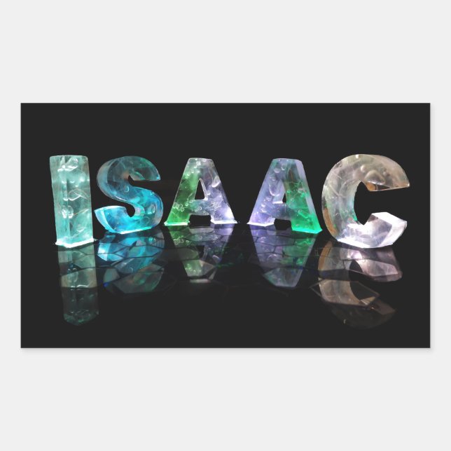 Der Name Isaac in 3D-Leuchten (Foto) Rechteckiger Aufkleber (Vorderseite)