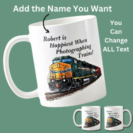 Der Name ist am glücklichsten, wenn man Züge fotog Kaffeetasse