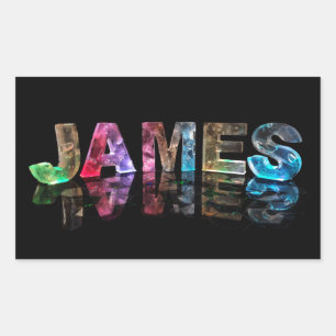 Der Name James in 3D-Leuchten (Foto) Rechteckiger Aufkleber