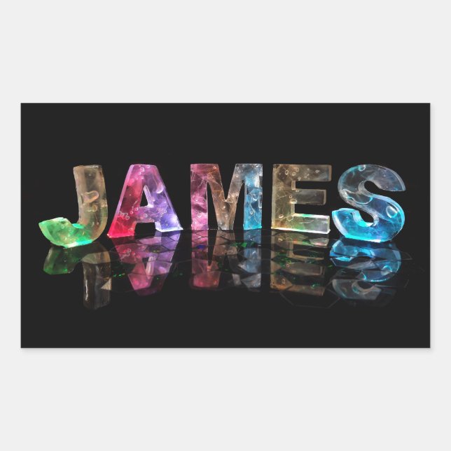 Der Name James in 3D-Leuchten (Foto) Rechteckiger Aufkleber (Vorderseite)