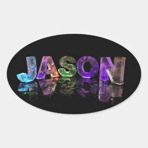 Der Name Jason in 3D Lights (Foto) Ovaler Aufkleber