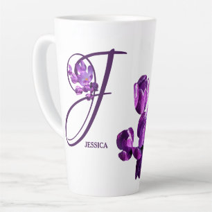 Der Name Jessica ist lila Blumen boho Milchtasse
