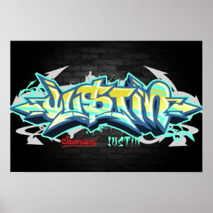 Der Name Justin in Graffiti Poster