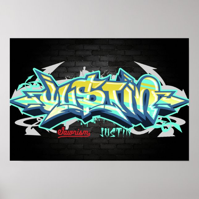 Der Name Justin in Graffiti Poster (Vorne)
