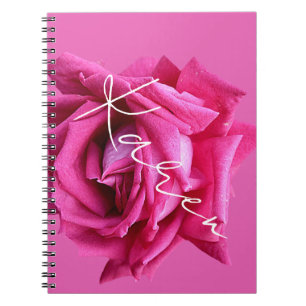 Der Name Karen Hot Pink Rose Blumen Notizblock