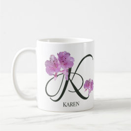 Der Name Karen ist hübsche Rosa Blumenfrau Kaffeetasse