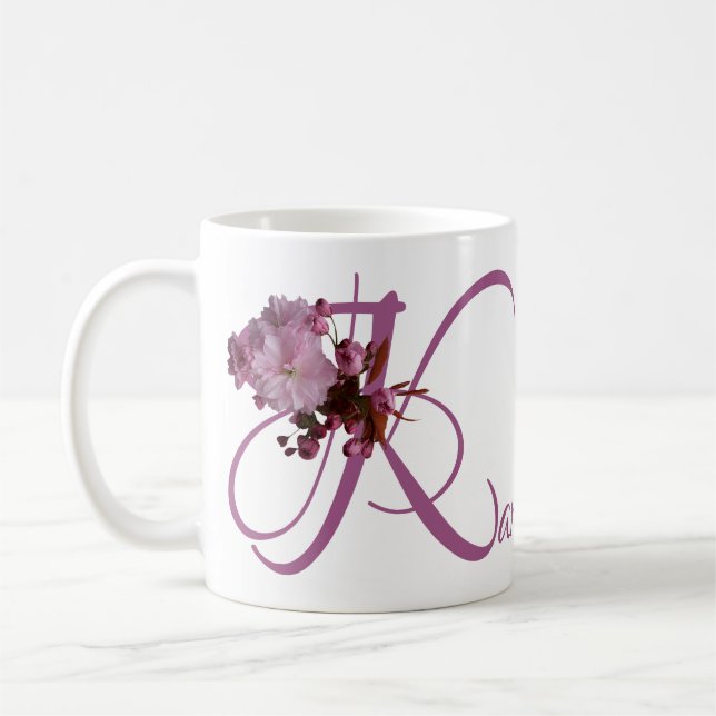 Der Name Karen Pink Kirschblüte boho Kaffeetasse (Links)