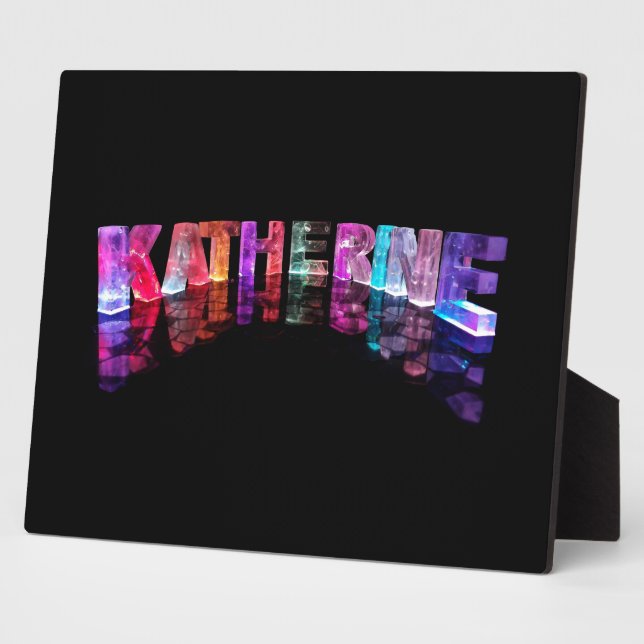 Der Name Katherine in 3D-Licht (Foto) Fotoplatte (Seite)