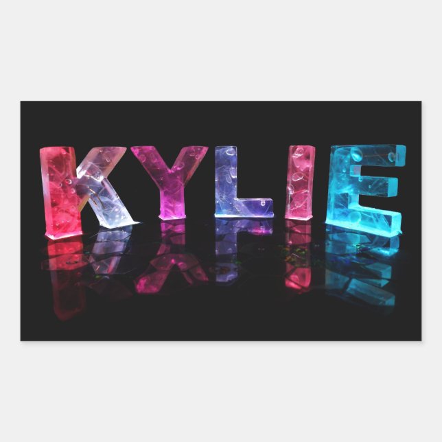 Der Name Kylie in 3D-Leuchten (Foto) Rechteckiger Aufkleber (Vorderseite)