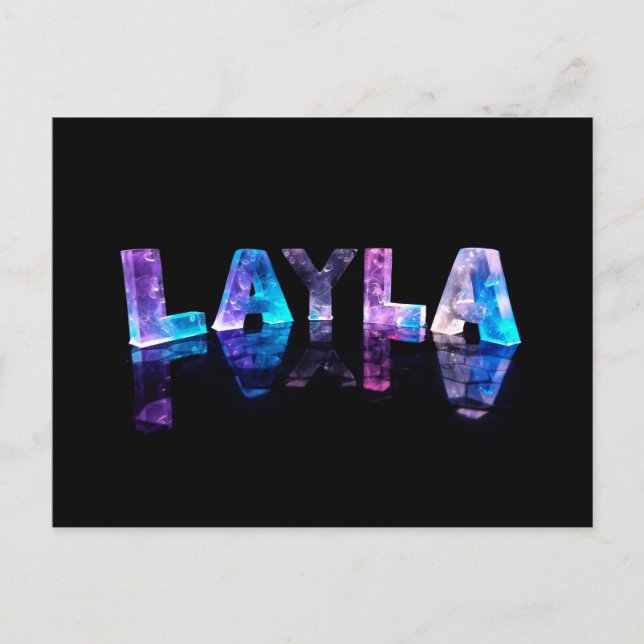 Der Name Layla in 3D-Leuchten (Foto) Postkarte (Vorderseite)
