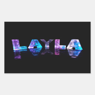 Der Name Layla in 3D-Leuchten (Foto) Rechteckiger Aufkleber