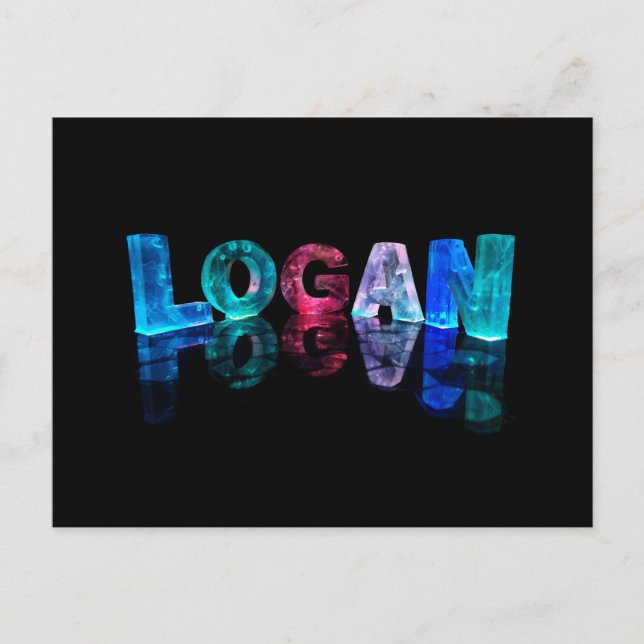 Der Name Logan in 3D-Leuchten (Foto) Postkarte (Vorderseite)