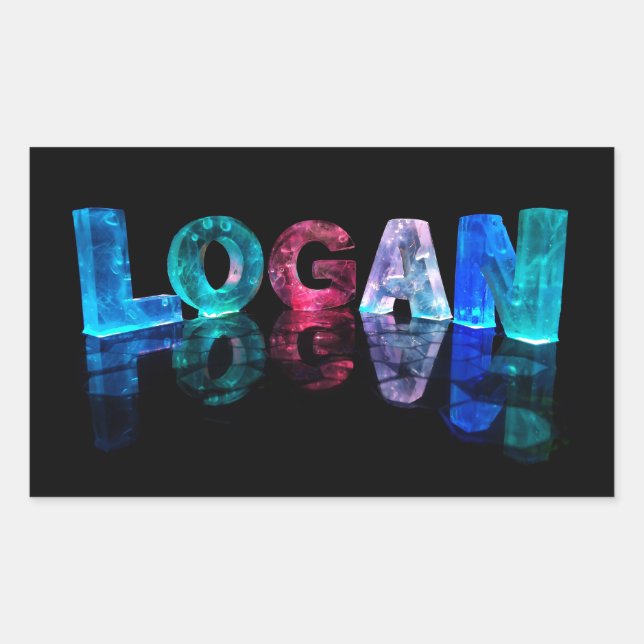 Der Name Logan in 3D-Leuchten (Foto) Rechteckiger Aufkleber (Vorderseite)