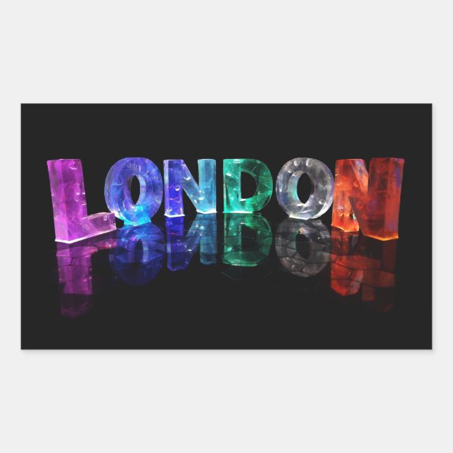 Der Name London in 3D-Leuchten (Foto) Rechteckiger Aufkleber (Vorderseite)