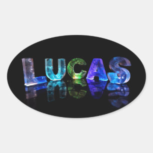 Der Name Lucas in 3D-Leuchten (Foto) Ovaler Aufkleber