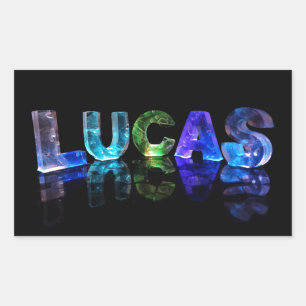 Der Name Lucas in 3D-Leuchten (Foto) Rechteckiger Aufkleber