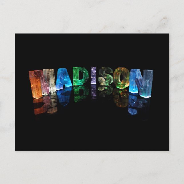 Der Name Madison in 3D-Leuchten (Foto) Postkarte (Vorderseite)