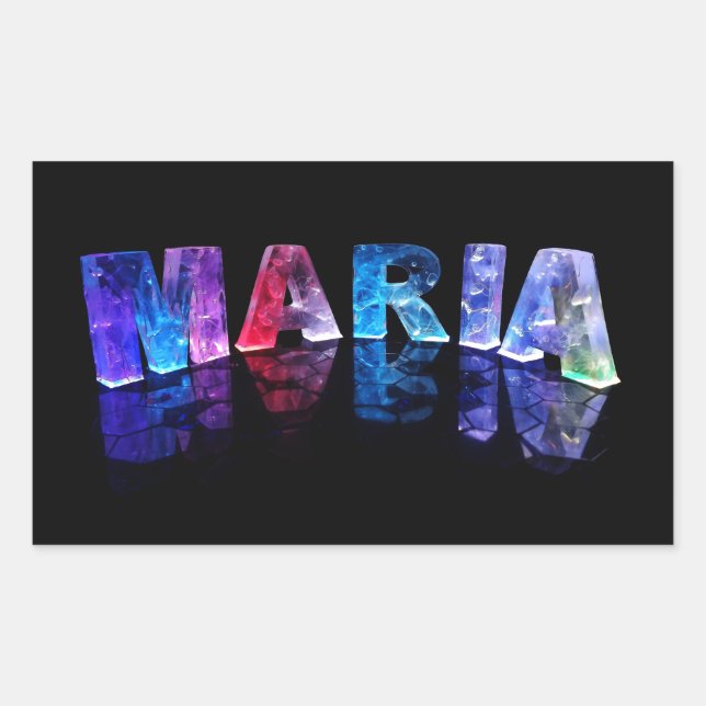 Der Name Maria in 3D-Leuchten (Foto) Rechteckiger Aufkleber (Vorderseite)