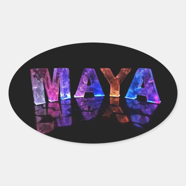 Der Name Maya in 3D-Leuchten (Foto) Ovaler Aufkleber (Vorderseite)