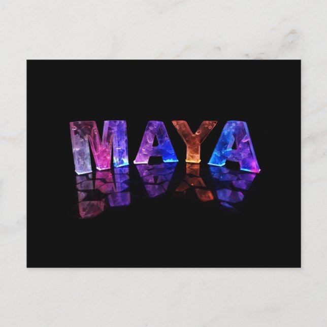 Der Name Maya in 3D-Leuchten (Foto) Postkarte (Vorderseite)