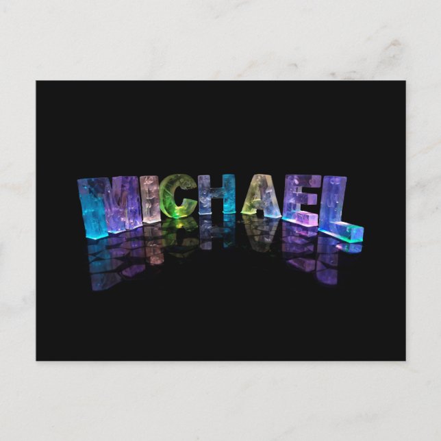 Der Name Michael in 3D-Leuchten (Foto) Postkarte (Vorderseite)