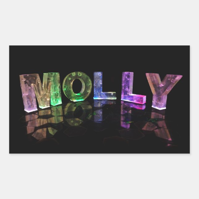 Der Name Molly in 3D Lights (Foto) Rechteckiger Aufkleber (Vorderseite)