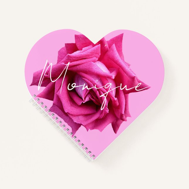 Der Name Monique hübsche Rosa Rose Spaß Notizbuch (Vorderseite)