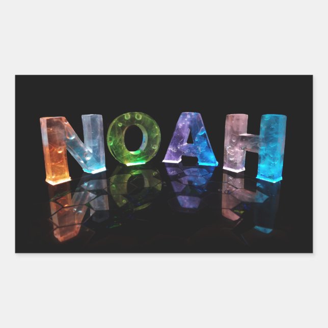 Der Name Noah in 3D-Leuchten (Foto) Rechteckiger Aufkleber (Vorderseite)