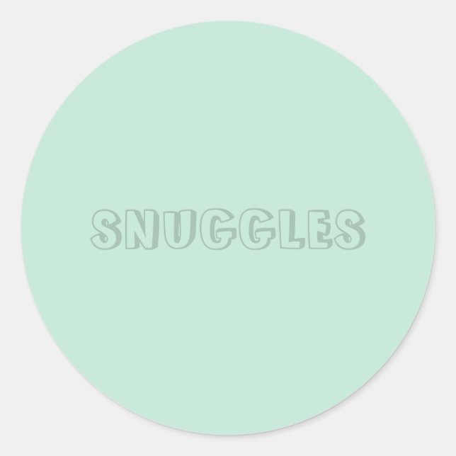 Der Name "Snuggles" ist ein Minzgrün aus Meeresfrü Runder Aufkleber (Vorderseite)