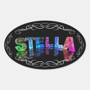 Der Name Stella - Name in Lights (Foto) Ovaler Aufkleber