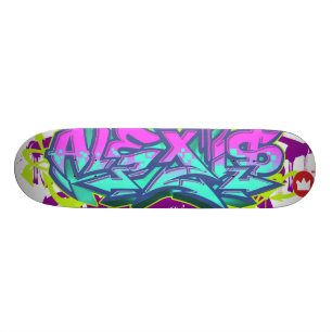 Der Namensalexis in den Graffiti Skateboard
