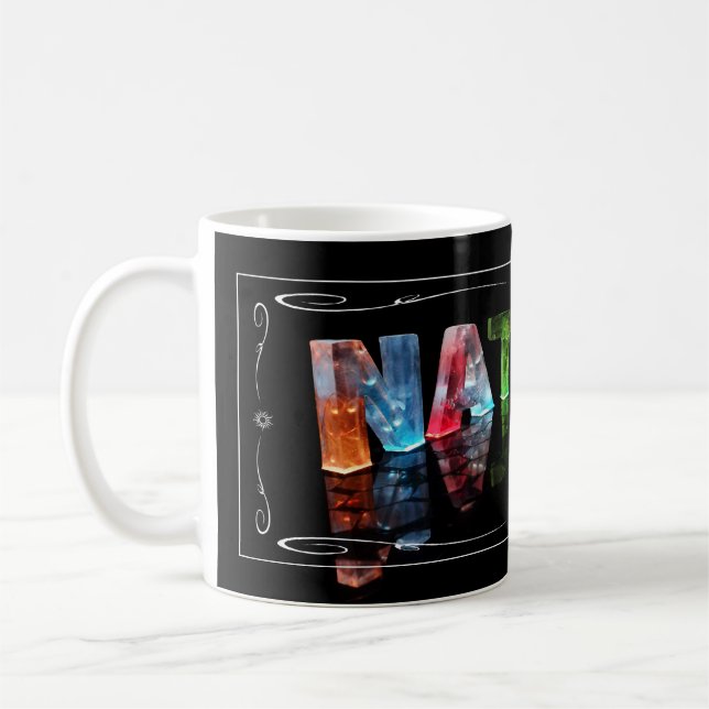Der NamensNatalie - Name in den Lichtern Tasse (Links)
