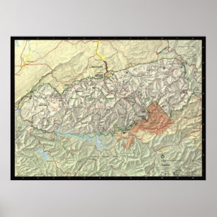 Der Nationalpark Map (1997) Great Smoky Mountains Poster