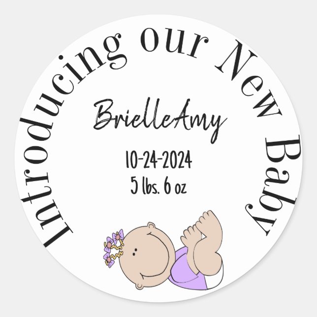 Der neue Baby Girl Umschlag Aufkleber (Vorderseite)